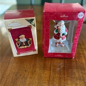 Hallmark Keepsake Santa Figurines Vintage Handcrafted And Metal Glass Ornament